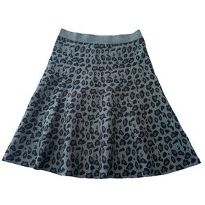 Ann Taylor Women’s Small Skirt Gray Black Brown Leopard A-Line Sweater Full‎